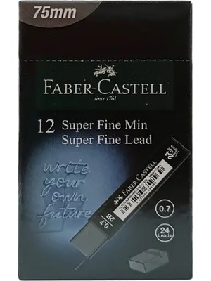  faber-castell min süper fine t.black 2b 0.7 mm 75 mm (12 tüp)