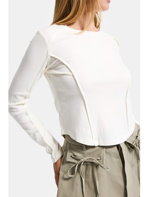 It's Basic Kadın Ekru Renk w5 Organik Kumaş Crop Fit Body