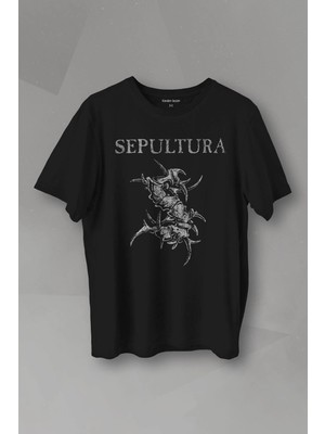  Siyah T-Shirt Sepultura Cavalera Metal Rock Music Brazil Müzik Baskılı Tişört