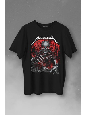  Metallica Rock Music Metal Skull Kuru Kafa James Lars Kırk Robert Baskılı Tişört Unisex T-Shirt