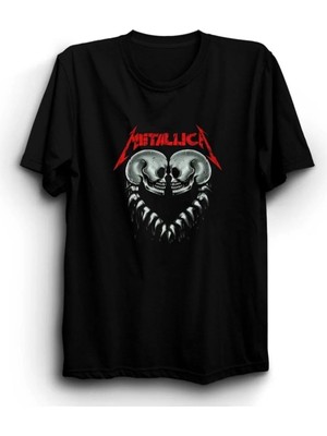  Metallica, Two Skull And Heart, Rock, Metal Tişört