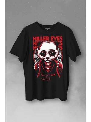  Katil Gözler Killer Eyes Panda Baskılı Tişört Unisex T-Shirt