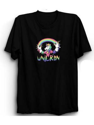  Unicorn With Rainbow, Tek Boynuzlu At Tişört