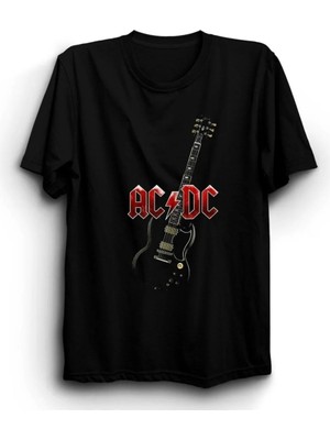  Acdc, Guitar Siluet Rock Metal Tişört
