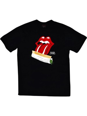  The Rolling Stones Baskılı Unisex %100 Pamuk Siyah T-Shirt