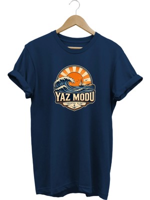  Yaz Modu Coastal Club Unisex Deniz Dalga Baskılı Yaz Temalı Regular Kalıp Bisiklet Yaka T-Shirt