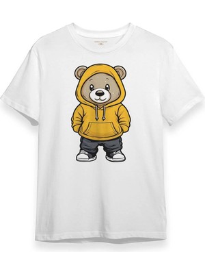  Sevimli Ayıcık Teddy Bear Ayıcıklı Beyaz T-Shirt Unisex Regular Fit Tişört