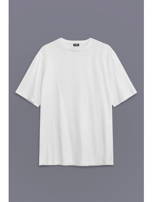  Beyaz Oversize Relax Basic T-Shirt Unisex Düz Tişört