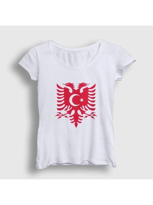  Kadın Beyaz Albania Türkiye Arnavutluk Bayrağı T-Shirt 495071TT