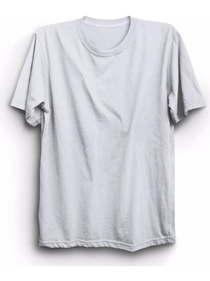  Unisex Beyaz Düz Renk Basic Baskısız Tişört