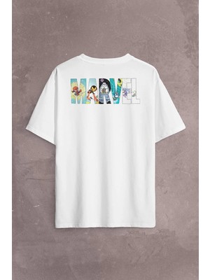  Marvel Spiderman Hulk Deadpool Iron Man Sırt Ön Baskılı Oversize Tişört Unisex T-Shirt
