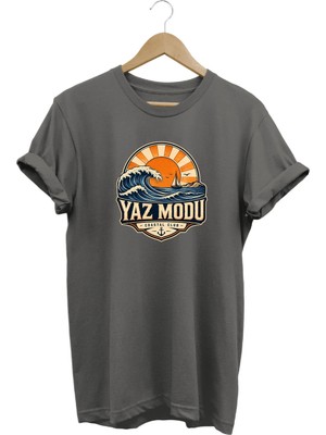  Yaz Modu Coastal Club Unisex Deniz Dalga Baskılı Yaz Temalı Regular Kalıp Bisiklet Yaka T-Shirt