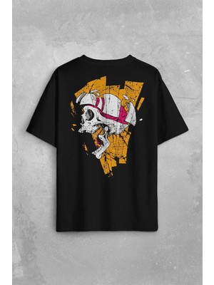  Kurukafa Metal Skull Rock Sırt Ön Baskılı Oversize Tişört Unisex T-Shirt