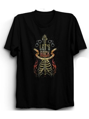  Let's Rock, Guitar, Gitar, Rock Metal Tişört