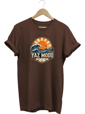  Yaz Modu Coastal Club Unisex Deniz Dalga Baskılı Yaz Temalı Regular Kalıp Bisiklet Yaka T-Shirt