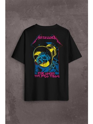  Metallica For Whom The Bell Tolls New Yeni Rock Metal Müzik Sırt Ön Baskılı Oversize Tişört Unisex T