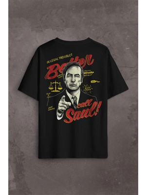 Better Call Soul Breaking Bad Dizi Film Sırt Ön Baskılı Oversize Tişört Unisex T-Shirt