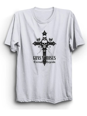  Guns N' Roses, Cross, Rock Metal Müzik Grubu Baskılı %100 Pamuk Tişört