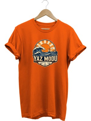  Yaz Modu Coastal Club Unisex Deniz Dalga Baskılı Yaz Temalı Regular Kalıp Bisiklet Yaka T-Shirt