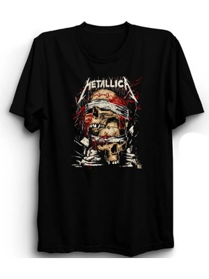  Metallica, Blind Skulls, Rock Metal Müzik Grubu Baskılı, Unisex, %100 Pamuk Tişört