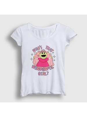  Kadın Beyaz Peepo Who's That Wonderful Girl Nanalan T-Shirt 533451TT