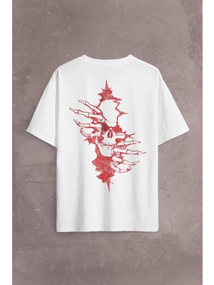  Skull In The Wall Kurukafa Sokak Rock Metallica Sırt Ön Baskılı Oversize Tişört Unisex T-Shirt