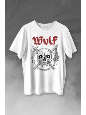  Wulf Metal Rock Band Skull Kuru Kafa Urban Gothic Baskılı Tişört Unisex T-Shirt