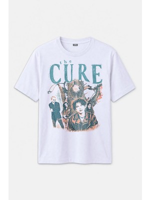  Beyaz Unisex Tişört The Cure Lovesong Rock Post Punk Music Baskılı Regular Fit