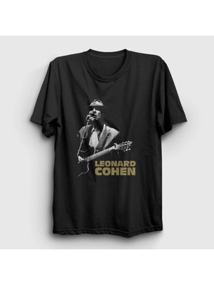  Unisex Siyah Poster Müzik Leonard Cohen T-Shirt 486840TT