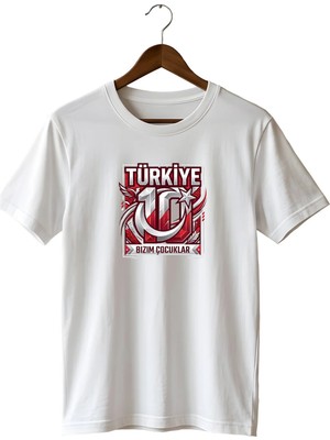  Türk Bayraklı Tişört Bizim Çocuklar Baskılı Regular Taraftar Tshirt