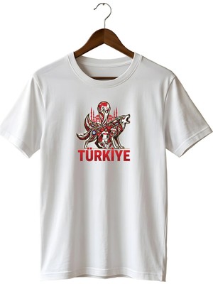  Bozkurt Tişört Baskılı Regular Tshirt Türk Bayraklı Taraftar Ürünü