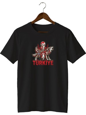  Bozkurt Tişört Baskılı Regular Tshirt Türk Bayraklı Taraftar Ürünü