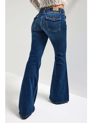 It's Basic Kadın Mavi Renk 2w5-5 SLN05 Midrise Flare Fit Esnek Kumaş İç Boy 83cm Denim Jean