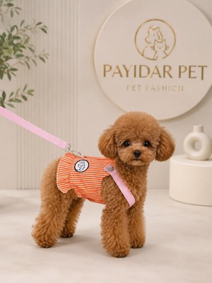 Retro Çizgili Kedi/köpek Göğüs Tasma Takımı (2 Parça Göğüs Tasması ve Gezdirme Kayışı) Askılı Denim / Salopet