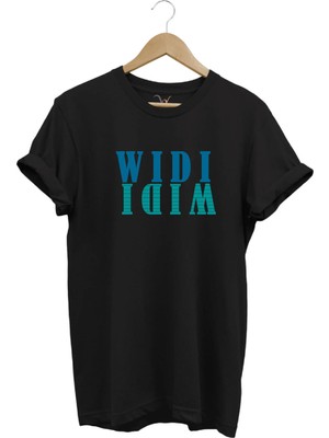  Widi Logo Aynalanmış Tasarım Baskılı %100 Pamuk Regular Fit T-Shirt