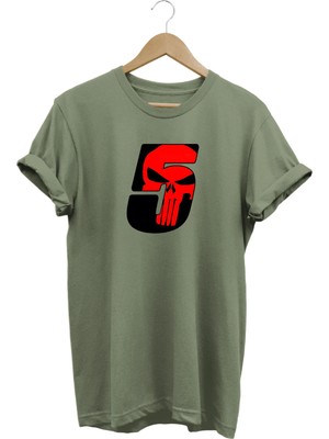 Kuru Kafa Baskılı 5 Numara Unisex Tişört – Skull Temalı Streetwear Tasarım