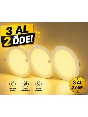 Cata CT-5169 LED Panel 18W 3000K Gunışığı 3 Adet