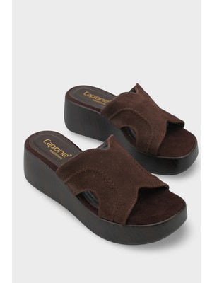Capone Outfitters Hakiki Deri Süet Dolgu Topuklu Kadın Sandalet