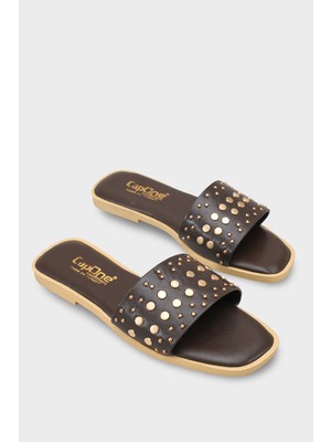 Capone Outfitters Metal Görünümlü Aksesuarlı Tek Bantlı Kısa Topuklu Kadın Terlik