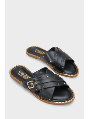 Capone Outfitters Metal Görünümlü Tokalı Kısa Topuklu Çapraz Bantlı Kadın Terlik