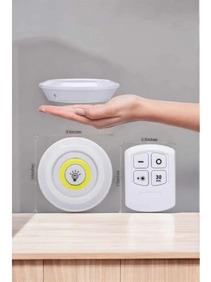 Colezium LED Lamba 3'lü Uzaktan Kumandalı Yapışkanlı Beyaz Işık