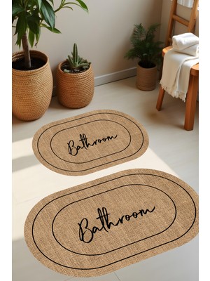 Empressco Modern Hasır Desenli Dijital Baskı Banyo Halısı, Iki Boyutlu Set