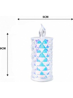 Go İthalat 12 Adet LED Candle Kamp Küçük Boy= Çap:5cm - Y: 9cm Pilli LED Mum Mika Kristal Plastik YAKUT-13635 (5582)