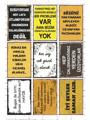 Empressco 9 Parça Karışık Ahşap Tablo Seti, Şık ve Modern Dekorasyon Fırsatı