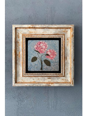 Empressco Pembe Ebru Sanatı Taş Tablo 20X20 Cm, Şık ve Zarif Dekorasyon Parçası