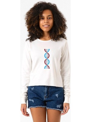 Tshirthane Bordo Mavi Dna Ekru Ekstra Uzunkol Sweatshirt