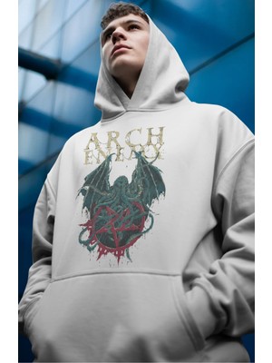 Sevbano Arch Enemy Rock Metal Müzik Grubu Ön Baskılı Unisex Oversize Premium Hoodie