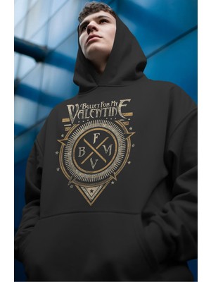 Sevbano Bullet For My Valentine Rock Metal Müzik Grubu Ön Baskılı Unisex Oversize Premium Hoodie