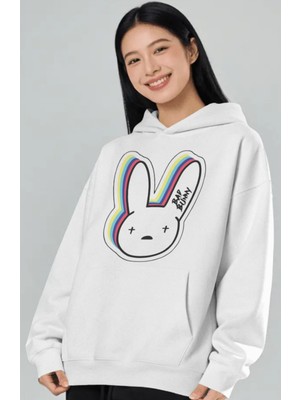 Sevbano Bad Bunny Rapper Şarkıcı Ön Baskılı Unisex Oversize Premium Hoodie