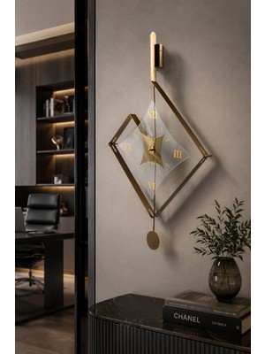 Empressco Modern Bronz Renkli Metal Duvar Saati, Şık ve Sessiz Tasarım, G57XY90 cm